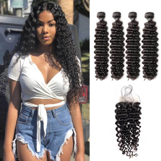 Weavebest-Brazilian-deep-wave-4-bundles-with-4x4-lace-closure-deal-curly-hair-weaves-unprocessed-virgin-human-hair