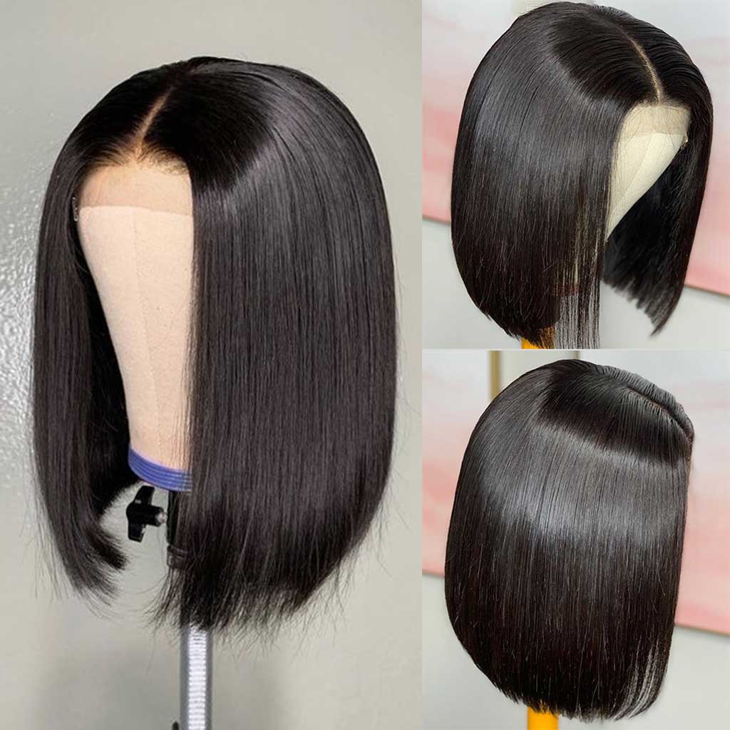 Weavebest Bob Wig 4x4 5x5 Straight Hair Lace Closure Wig Middle Part